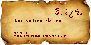 Baumgartner Ányos névjegykártya